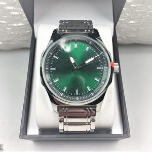 I.N.C. Men's Silver Tone Bracelet Watch Green Dial